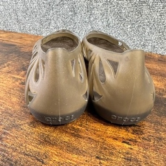 Crocs Isabella Jelly Flats Sz 10 Bronze Cutout Slip On Shoes Summer Beach Travel - Picture 4 of 5